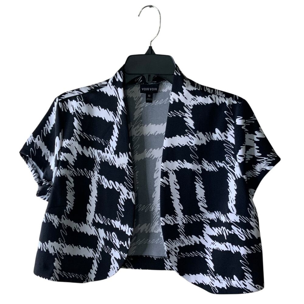 Voir Voir Bolero Cropped Top Women 10 Open Front Abstract Casual Shrug